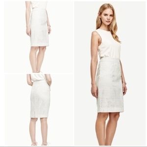 Ann Taylor misty blue eyelet pencil skirt